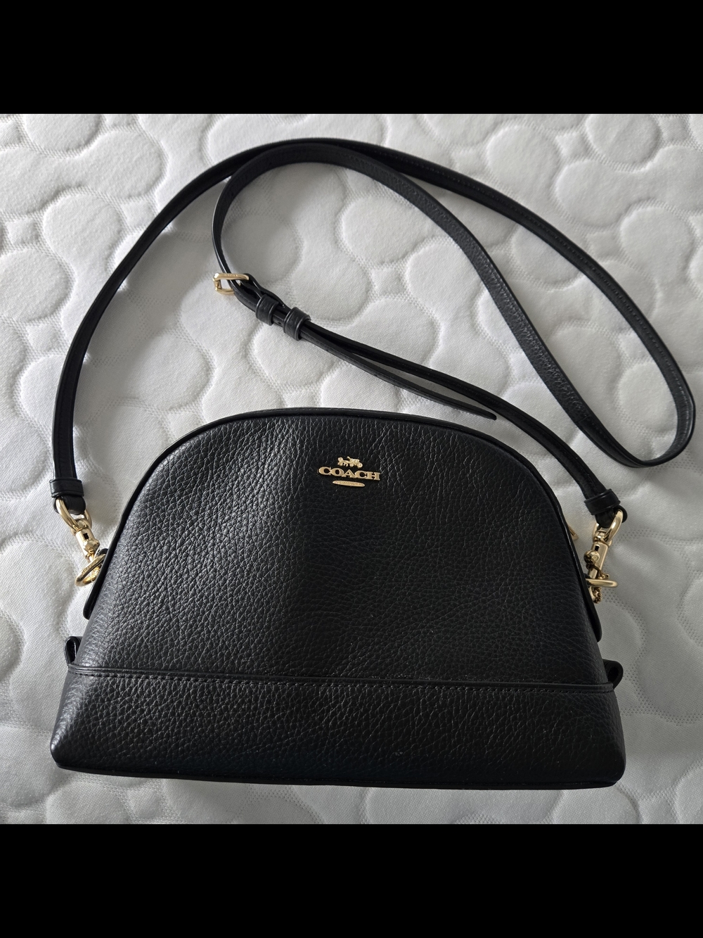 Coach Pebbled Leather Dome Crossbody Bag in Black